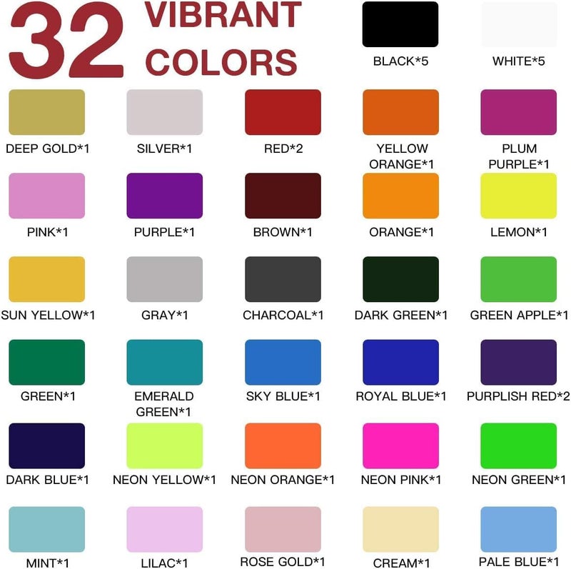 JANDJPACKAGING Heat Transfer Vinyl Bundle - 43 Pack 12" x 10" PU Iron on Vinyl for T-Shirt, 32 Assorted Colors HTV Vinyl for Heat Press Machine - Easy to Cut, Weed & Transfer - Image 2