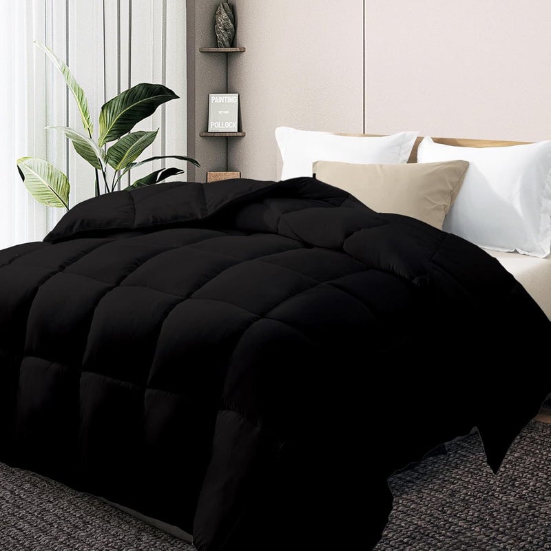 TSM BEDDING 500 GSM Hotel Down Comforter Microfiber Winter Heavy Quilt RajaiAll Season Warm Fluffy UltraSoft Comforter 92 x 106 Inches233cm x 269cm King SizeBlack - Image 1