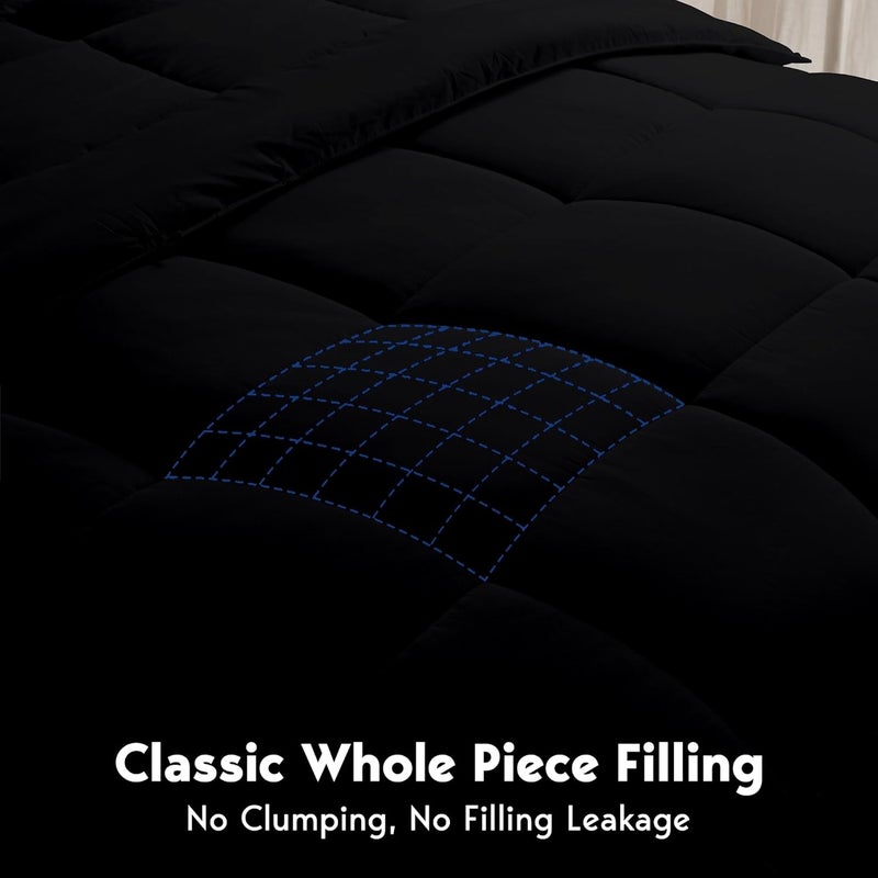 TSM BEDDING 500 GSM Hotel Down Comforter Microfiber Winter Heavy Quilt RajaiAll Season Warm Fluffy UltraSoft Comforter 92 x 106 Inches233cm x 269cm King SizeBlack - Image 4