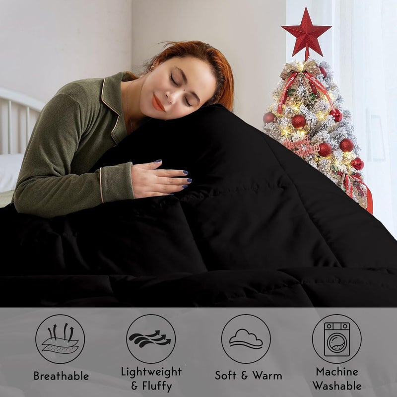 TSM BEDDING 500 GSM Hotel Down Comforter Microfiber Winter Heavy Quilt RajaiAll Season Warm Fluffy UltraSoft Comforter 92 x 106 Inches233cm x 269cm King SizeBlack - Image 5