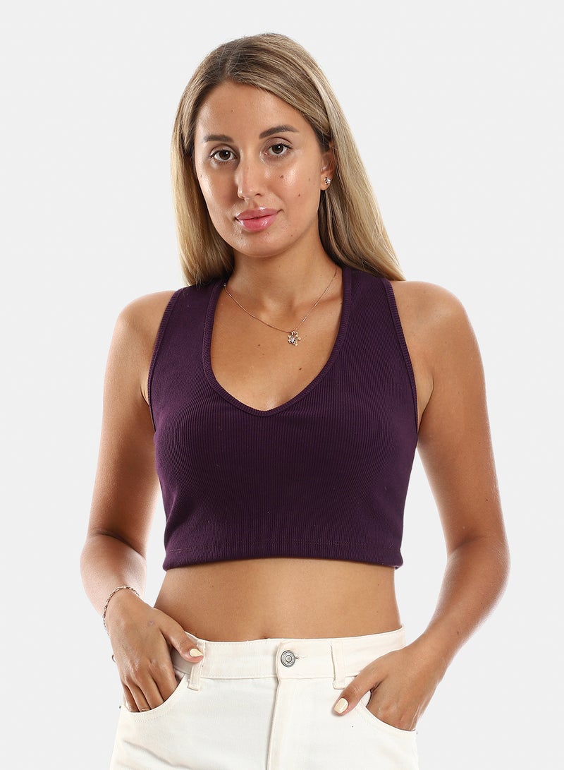 belle Slim Fit Solid Sleeveless Cropped Top - Image 1