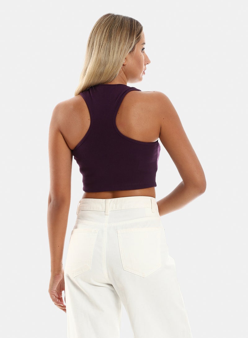 belle Slim Fit Solid Sleeveless Cropped Top - Image 3