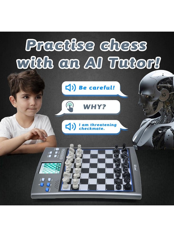 iCore مجموعة شطرنج إلكترونية iCore، لوحة شطرنج كمبيوتر تتحدث، 100 تمرين مسبق، 5 مستويات، 40 لعبة شطرنج إلكترونية مشهورة للأطفال والبالغين - Image 2