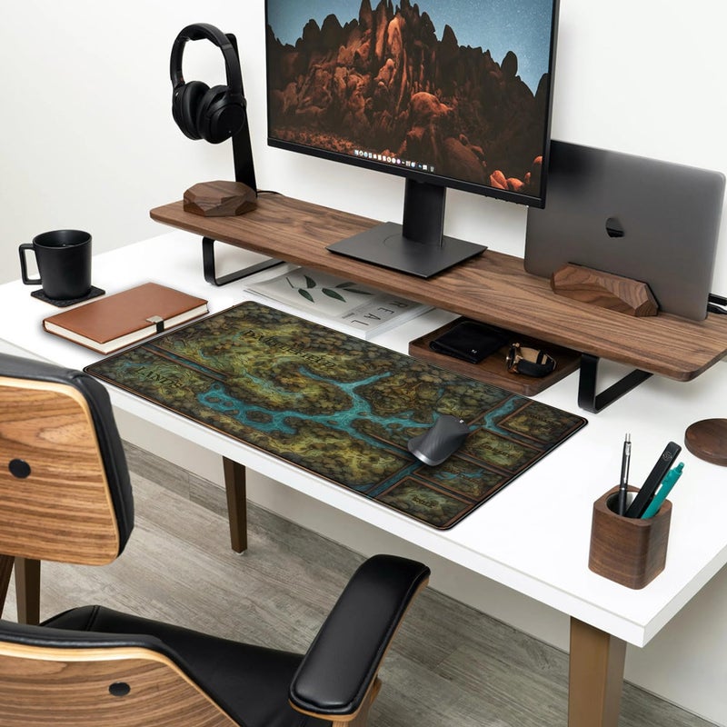 Mechanical Cattle Game Forest Large Mouse Pad XXL Green Map Playmat for MTG Adventure Gaming Deskpad Desk Mat for Keyboard and Mouse Mat with Stitched Edges Anti-Slip Funny Desk Pad, 31.5 X 15.8 in - Image 3