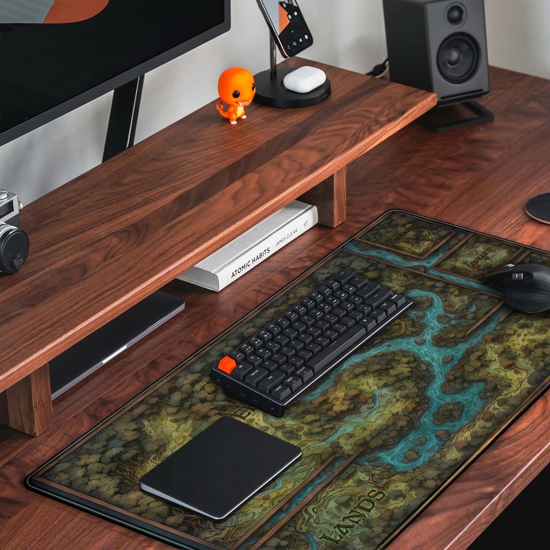 Mechanical Cattle Game Forest Large Mouse Pad XXL Green Map Playmat for MTG Adventure Gaming Deskpad Desk Mat for Keyboard and Mouse Mat with Stitched Edges Anti-Slip Funny Desk Pad, 31.5 X 15.8 in - Image 5