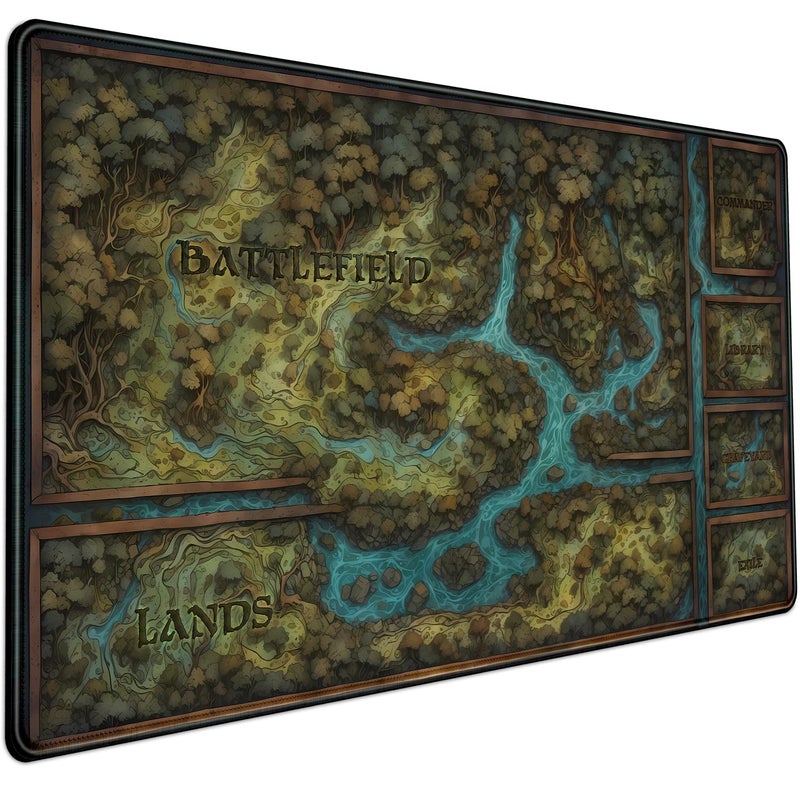 Mechanical Cattle Game Forest Large Mouse Pad XXL Green Map Playmat for MTG Adventure Gaming Deskpad Desk Mat for Keyboard and Mouse Mat with Stitched Edges Anti-Slip Funny Desk Pad, 31.5 X 15.8 in - Image 1