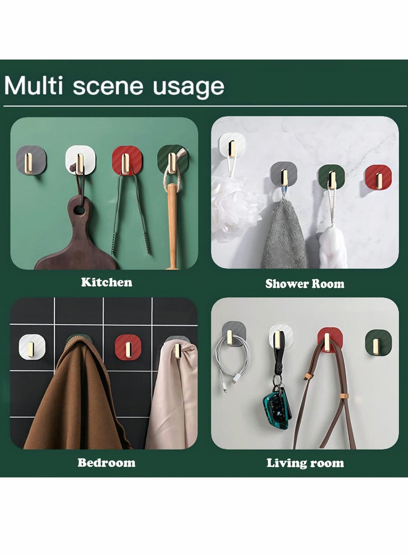 SYOSI 4Pcs Adhesive Hooks, No Punching Super Strong Viscose Towel Coat Kitchenware Practical Hooks for Bedroom Kitchen Toilet Bathroom Office Home Storage (Mixed Colors) - Image 3