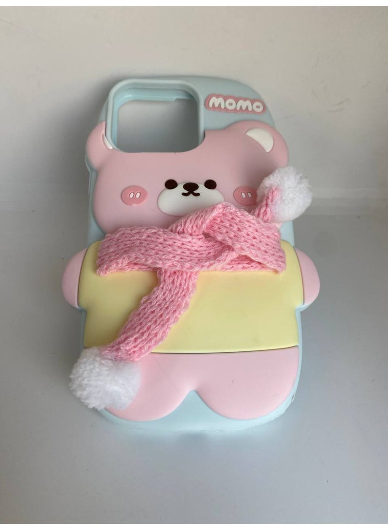 MOMO Stylish 3D Cartoon Case Compatible for iPhone 16 Pro, All-Round Protection, Anti-Slip, Scratch-Resistant, and Fun Aesthetic Cover (Happy Bear) - Image 5