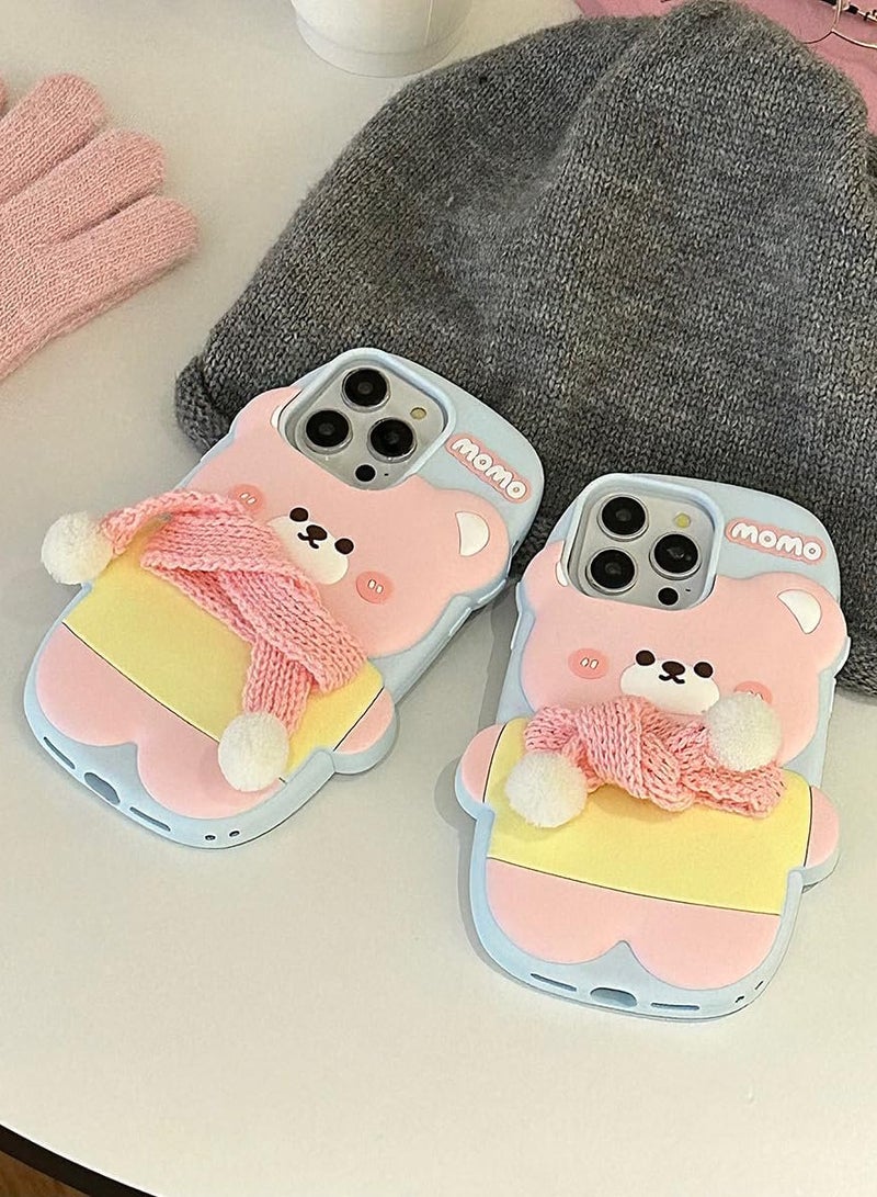 MOMO Stylish 3D Cartoon Case Compatible for iPhone 16 Pro, All-Round Protection, Anti-Slip, Scratch-Resistant, and Fun Aesthetic Cover (Happy Bear) - Image 3