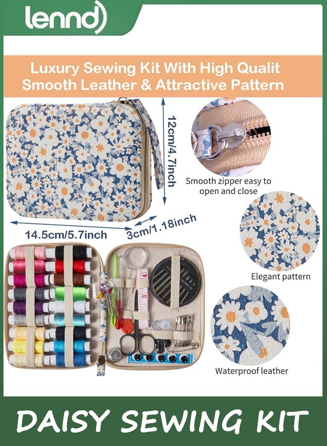 LENND Daisy Sewing Kit Printing Sewing Kit,Professional Sewing Supplies for Adults, Zipper Sewing Needles Set, 87 PCS Travel Sewing Accessory for Emergency, Home - Image 3