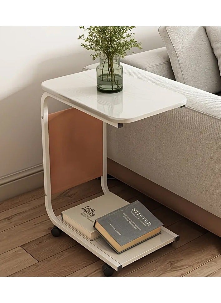 DubaiGallery Rolling Side Table,Industrial End Table With Wheels,Small Spaces Movable Narrow End Table,U Shape Tray Table For Coffee Snack Laptop - Image 1