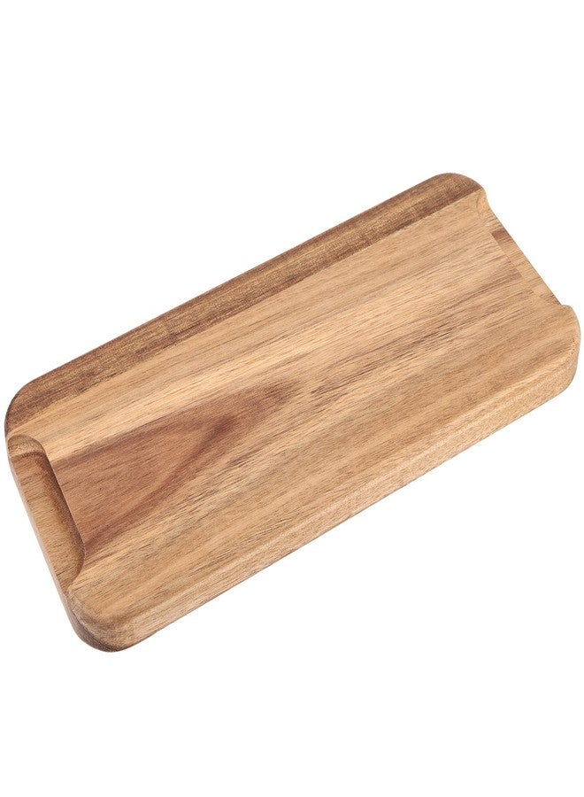 FUNSUEI 11.8 x 5.1 Inches Set of 6 Wooden Serving Platters, Acacia Wooden Serving Trays with Grooved Design, Rectangular Wood Platters for Fruit, Cookie, Bread, Vegetable, Salad - Image 4