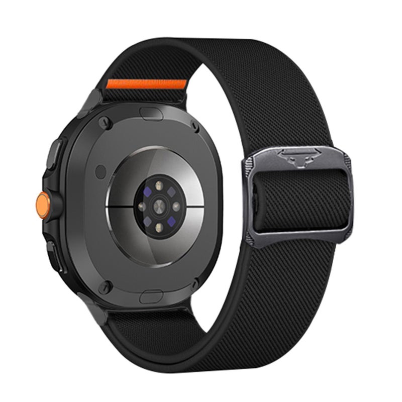 erorex For Samsung Galaxy Watch8 / Watch8 Classic Bull Bead Buckle Elastic Nylon Watch Band(Black) - Image 2