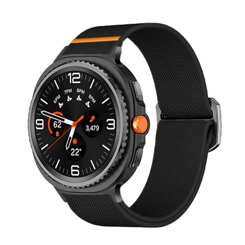 erorex For Samsung Galaxy Watch8 / Watch8 Classic Bull Bead Buckle Elastic Nylon Watch Band(Black) - Image 1
