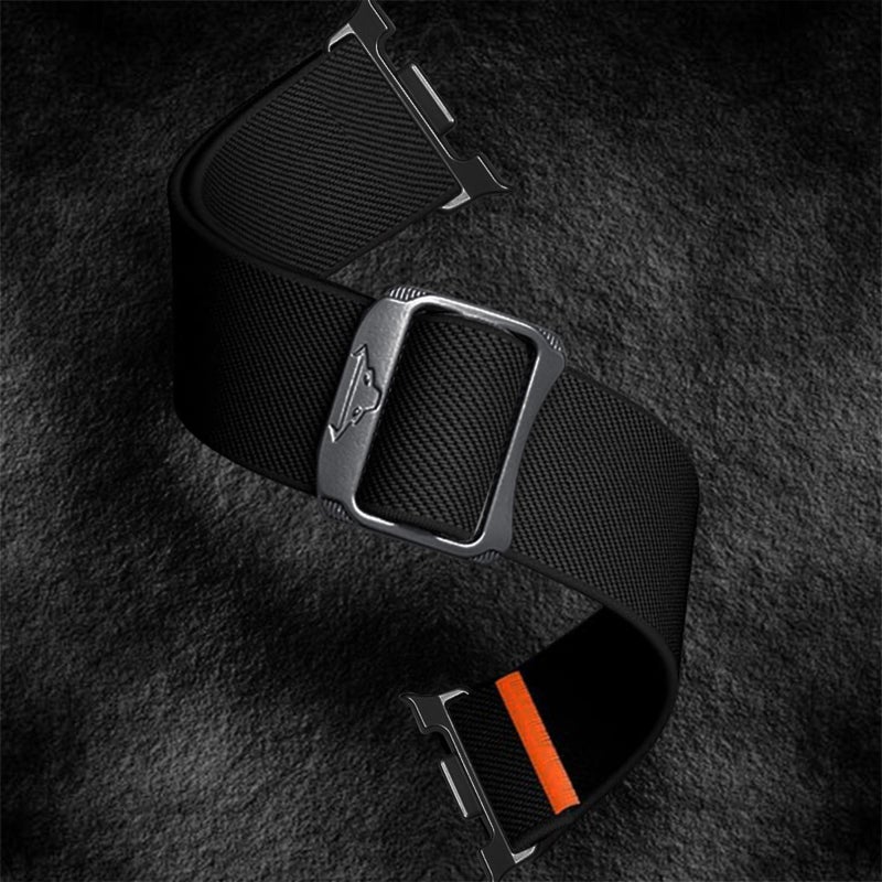 erorex For Samsung Galaxy Watch8 / Watch8 Classic Bull Bead Buckle Elastic Nylon Watch Band(Black) - Image 3