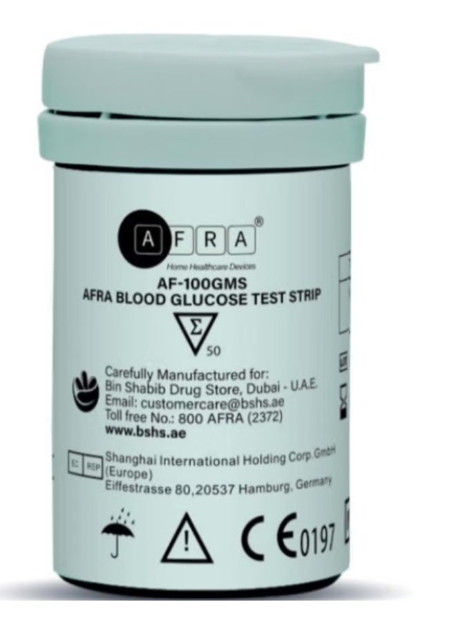 AFRA Blood Glucose Test Strips (50'S) - Accurate & Reliable For Monitoring Blood Sugar Levels - - Image 1