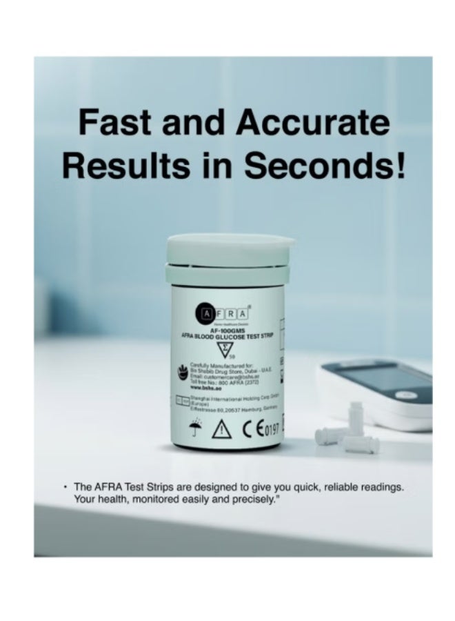 AFRA Blood Glucose Test Strips (50'S) - Accurate & Reliable For Monitoring Blood Sugar Levels - - Image 2