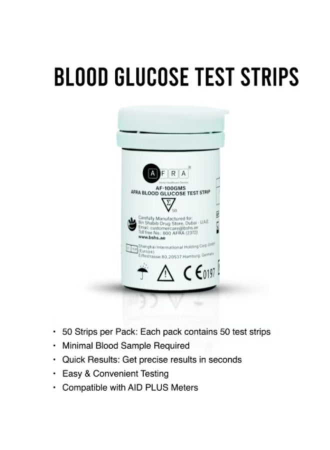 AFRA Blood Glucose Test Strips (50'S) - Accurate & Reliable For Monitoring Blood Sugar Levels - - Image 3