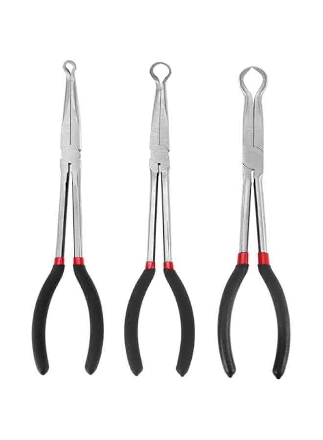 Arabest 3Pcs 11 Hose Gripper Plier Set, Black & Red, Carbon Steel with Non-Slip PVC Handles, Offset Spark Plug Boot Removal Tools  - Image 1