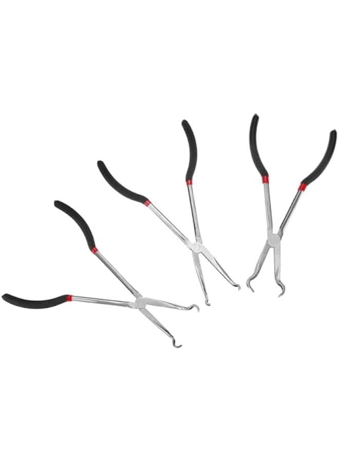 Arabest 3Pcs 11 Hose Gripper Plier Set, Black & Red, Carbon Steel with Non-Slip PVC Handles, Offset Spark Plug Boot Removal Tools  - Image 2