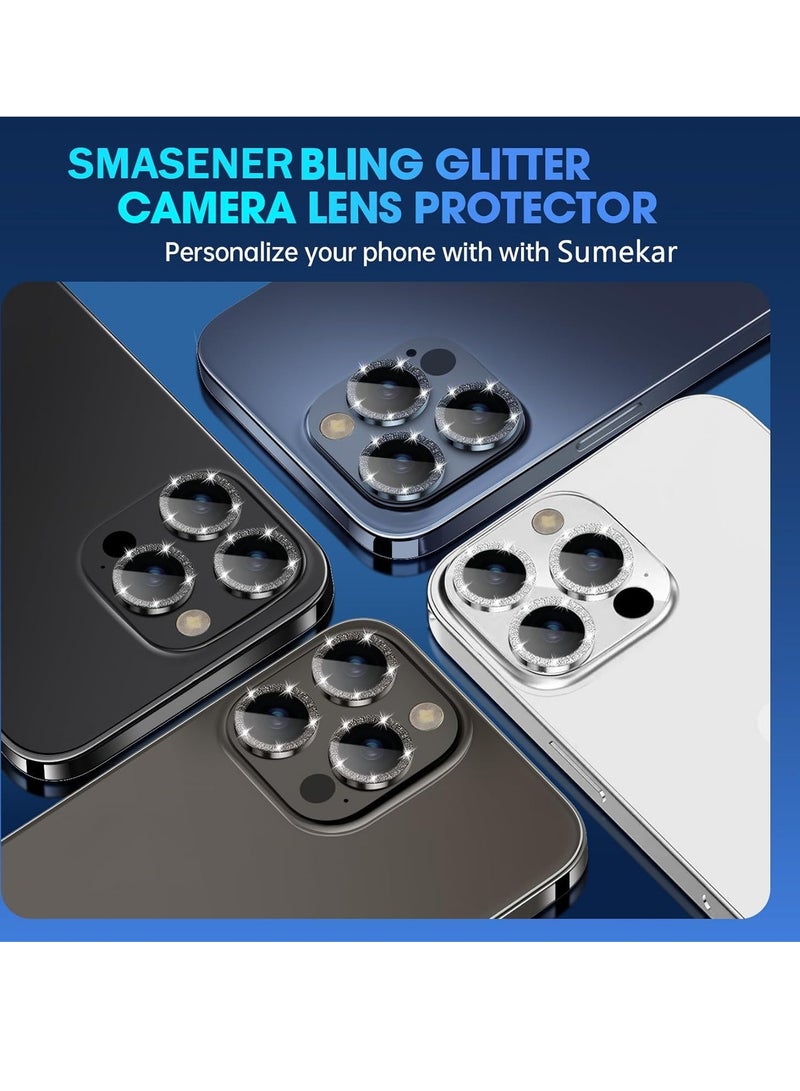 ELTRAZONE iPhone 15 Pro - iPhone 15 Pro Max Camera Lens Protector, 9H Tempered Glass Camera Cover Screen Protector Metal Individual Ring for iPhone 15 Pro 6.1 inch iPhone 15 Pro Max 6.7 inch[Glitter](Natural Ti - Image 4