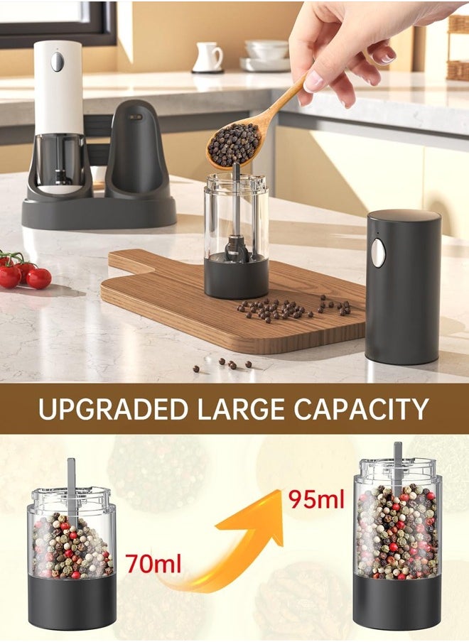 Bukela Electric Salt and Pepper Grinder Set Automatic Salt and Pepper Grinder Set with Charging Base and White LED Light, Adjustable Coarseness, USB Rechargeable, Washable Container  - Image 5