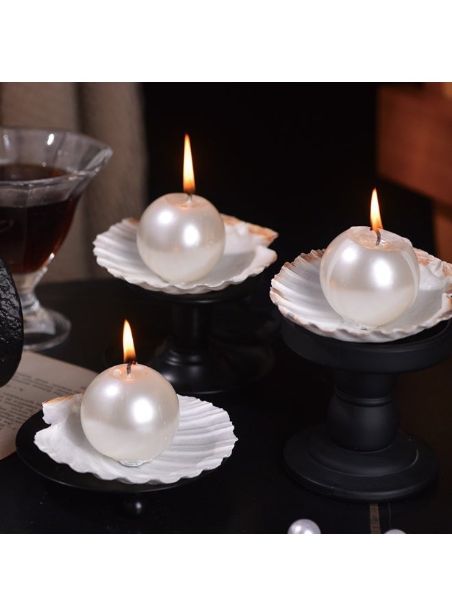كيلا مجموعة شموع لؤلؤية طبيعية على شكل صدفة محارية - 3 قطع شموع شمعية على شكل لؤلؤة بسحر محيطي، مثالية لديكور المنزل، وحفلات الزفاف، وعيد الحب - هدية مميزة طويلة الأمد لها - Image 1