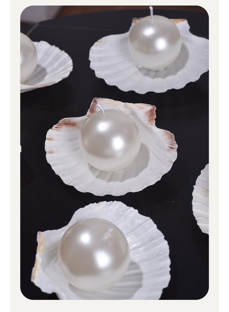 كيلا مجموعة شموع لؤلؤية طبيعية على شكل صدفة محارية - 3 قطع شموع شمعية على شكل لؤلؤة بسحر محيطي، مثالية لديكور المنزل، وحفلات الزفاف، وعيد الحب - هدية مميزة طويلة الأمد لها - Image 5