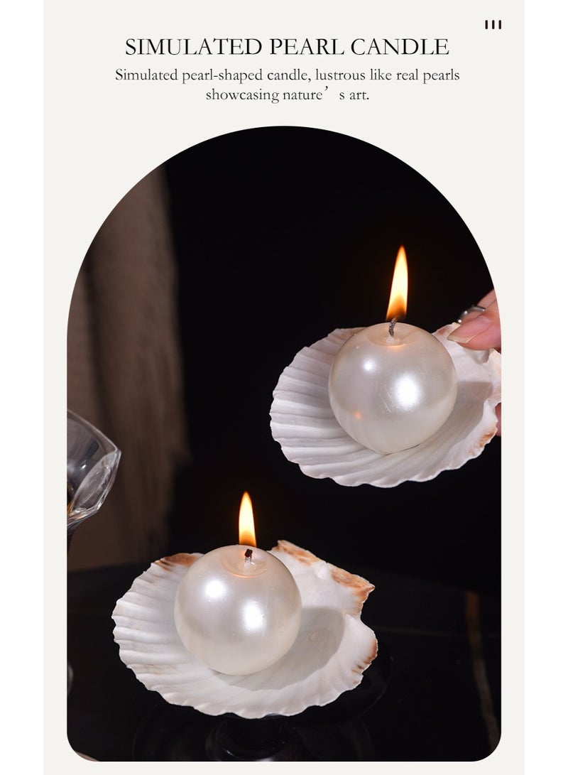 كيلا مجموعة شموع لؤلؤية طبيعية على شكل صدفة محارية - 3 قطع شموع شمعية على شكل لؤلؤة بسحر محيطي، مثالية لديكور المنزل، وحفلات الزفاف، وعيد الحب - هدية مميزة طويلة الأمد لها - Image 4