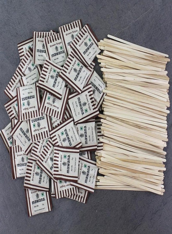 SFU E Com Mawana Brown Sugar Sachets 5g Each | Pack of 100 | Hygienic Single-Serve Sugar for Tea & Coffee | Stirr Stick 100 - Image 1