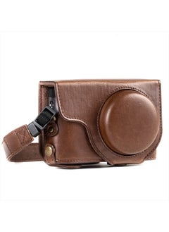 MG1259 Ever Ready Leather Camera Case compatible with Panasonic Lumix DC-ZS80, DC-ZS70, DC-TZ95, DC-TZ90 - Dark Brown