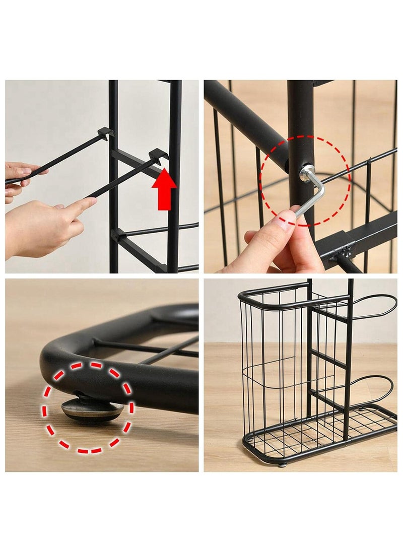 AIWANTO Multifunctional Sports Storage Rack Basketball Soccer Volleyball Badminton Racket Cricket Football Indoor Home Simple Design Black 116 CM  - Image 2