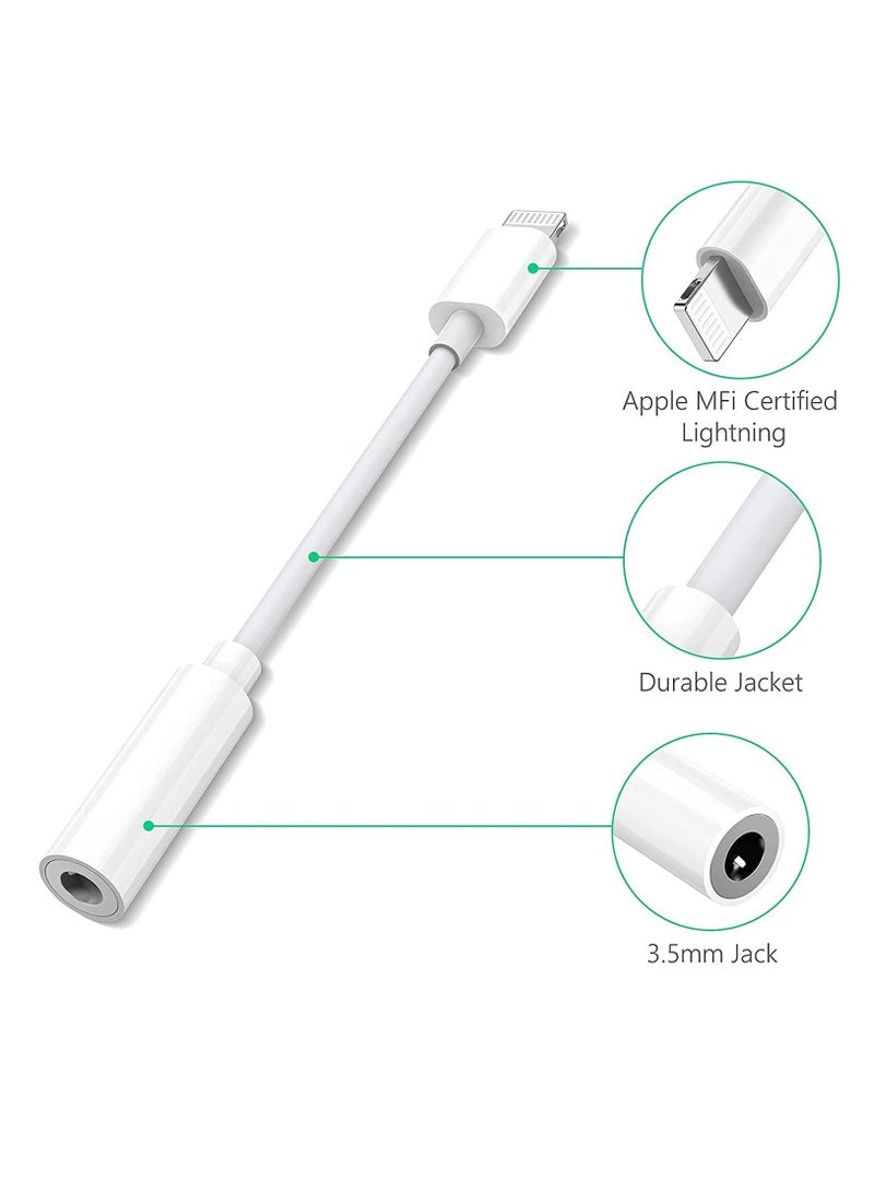 DUSALA Lightning to 3.5mm Headphone Jack Adapter, Compatible with iPhone Lightning Connector to 3.5mm Female Audio Jack Earphone Extender Port Stereo for iPhone - Image 2