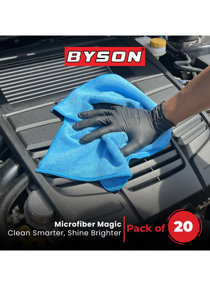 BYSON Premium 20PK Microfiber Cloths 250GSM - Ultra Soft 30x40CM Reusable Towels for Streak Free Cleaning, Car Detailing, Glass, Home, and Office - Lint Free & Durable Design - Image 3