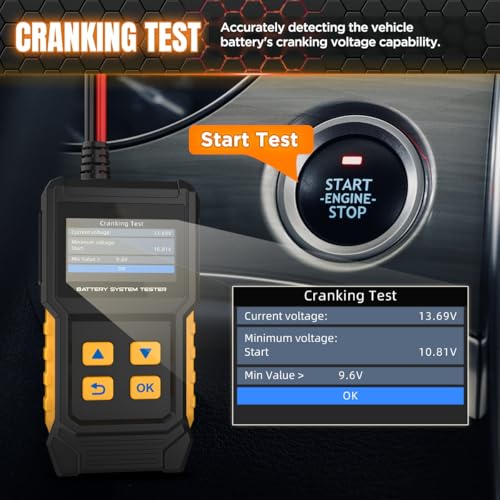 YUANRI Car Battery Tester 12V 24V Automotive Battery Load Tester 30-2000 CCA, Auto Alternator Tester Charging Cranking System Testing for Car Truck Motorcycle ATV SUV Boat - Image 4