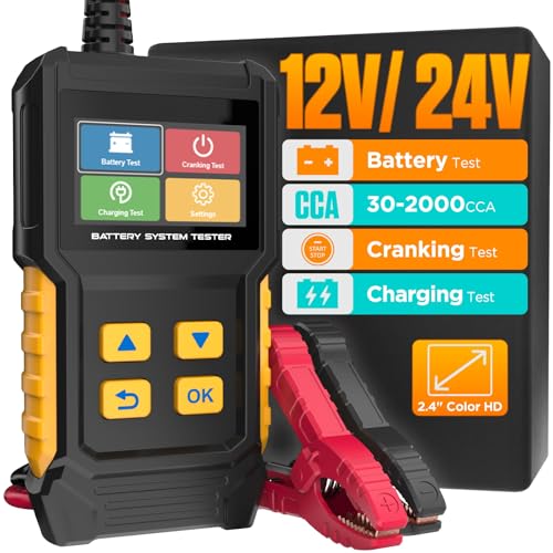 YUANRI Car Battery Tester 12V 24V Automotive Battery Load Tester 30-2000 CCA, Auto Alternator Tester Charging Cranking System Testing for Car Truck Motorcycle ATV SUV Boat - Image 1