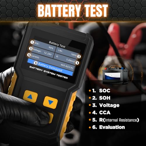 YUANRI Car Battery Tester 12V 24V Automotive Battery Load Tester 30-2000 CCA, Auto Alternator Tester Charging Cranking System Testing for Car Truck Motorcycle ATV SUV Boat - Image 3