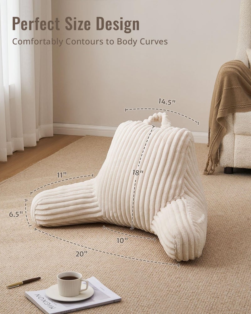 Blissful Diary Reading Pillow for Sitting in Bed, Flannel Back Pillow Bed Sitting Up for Adult & Children, Backrest Cushion for Sit Up in Couch or Floor, Dorm Essentials, Cream White - Image 5