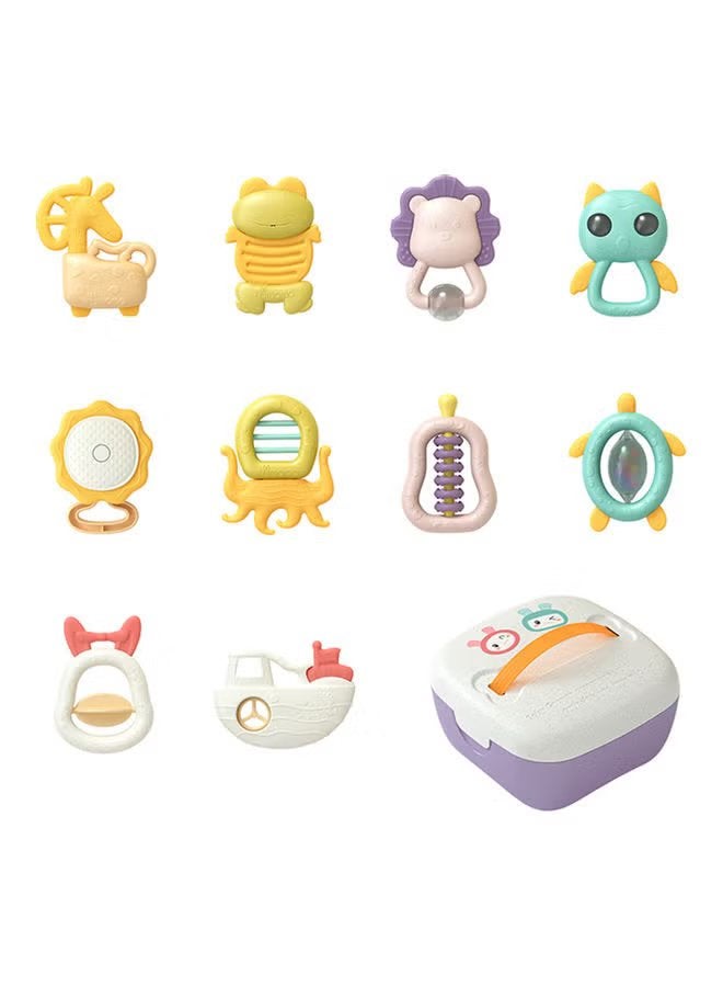 Baby Rattle Teething Set with Whale Storage Box, Infant Cartoon Teether Shaker Grab and Spin Rattles Toys, Silicone Teether Sensory Toys, Versatile Baby Early Sensory Toy, Made of Gentle and Teething-friendly Material, Great Variety of Textured Surfaces, Newborn Gifts  - Image 1