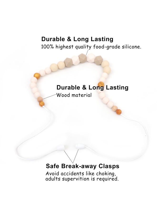 TERJIO Silicone Nursing Necklace - Emotional Calming Breastfeeding Supplies, Fidget Necklace For New Moms, Newborn Nursing Sensory Silicone Beads Jewellery., 14.2in*3.9 in, Silicone, No Gemstone - Image 2