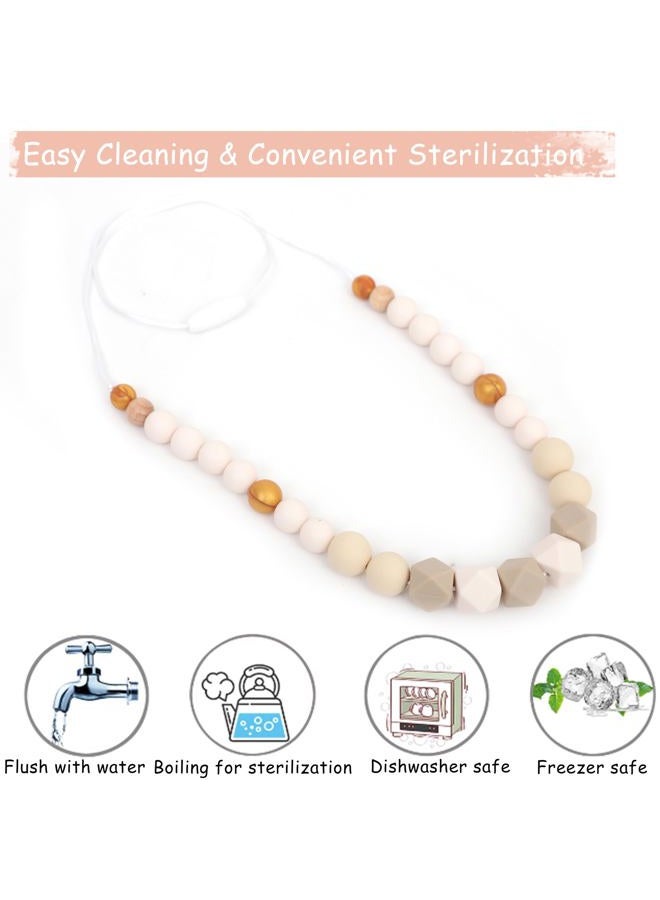 TERJIO Silicone Nursing Necklace - Emotional Calming Breastfeeding Supplies, Fidget Necklace For New Moms, Newborn Nursing Sensory Silicone Beads Jewellery., 14.2in*3.9 in, Silicone, No Gemstone - Image 3