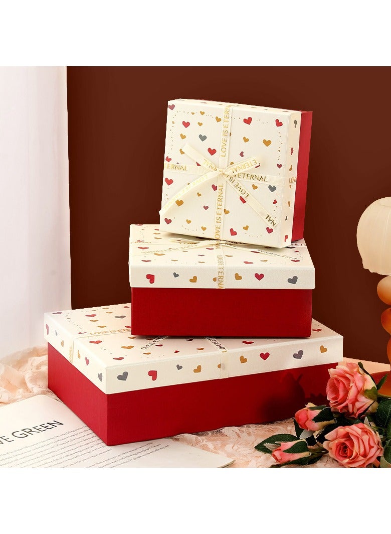 PEI  AN Valentine's Day Gift Box – Premium "Heaven & Earth" Lid Luxury Packaging for Cosmetics, Jewelry & Special Occasions (Red 3 Sizes)3 Pieces  - Image 1