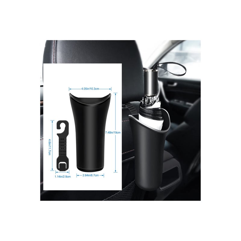 Zikra 2 Pack Hanging Car Trash Can, Car Garbage Bin Waterproof Waste Basket Seat Headrest Hooks Cylinder Storage Holders Multipurpose Car Umbrella Holder Vehicle Organizer for Car - Image 2