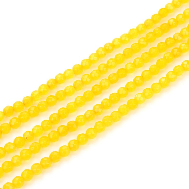 2 Strands Adabele Natural Yellow Jade Healing Gemstone 3mm 012 Inch Small Tiny Faceted Round Loose Beads Gem Stone Spacer 216226pcs for Jewelry Making GH3R20