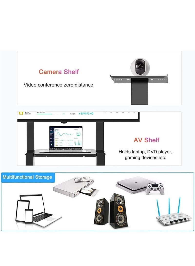 HYX Mobile TV Stand – Rolling Cart for 32–75 Inch LCD/LED TVs, Height Adjustable with Shelf – Max VESA 600x400mm - Image 2