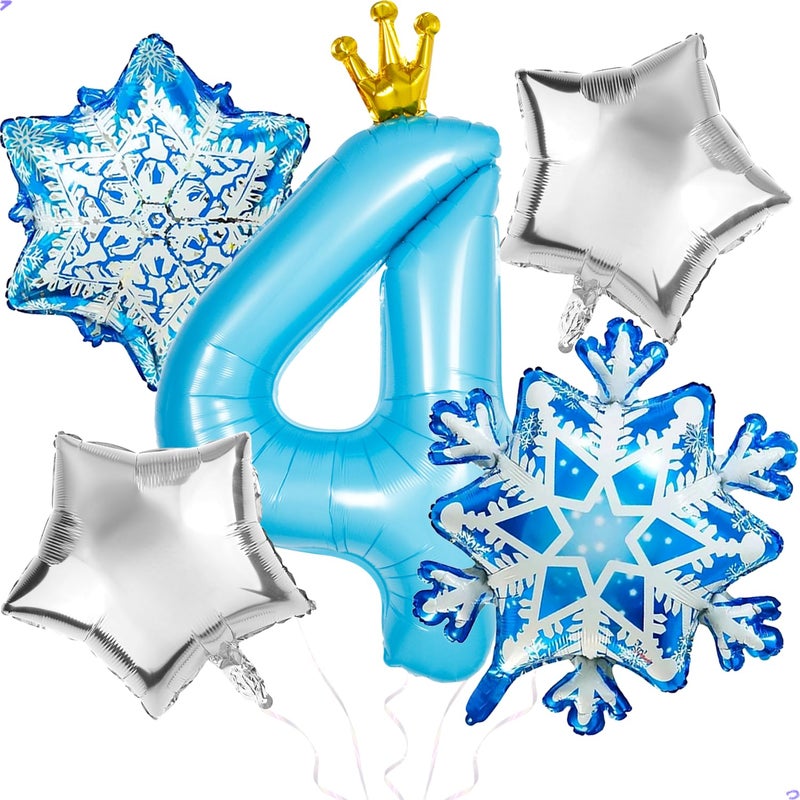 Florisland Frozen 4th Birthday Party Decorations Balloon 40 Elsa 4 Balloon with Crown SnowFlake Foil Mylar Balloons for Princess Anna Elsa Frozen Theme Birthday Supplies Birthday Decorations Party Favors - Image 2