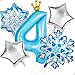 Florisland Frozen 4th Birthday Party Decorations Balloon 40 Elsa 4 Balloon with Crown SnowFlake Foil Mylar Balloons for Princess Anna Elsa Frozen Theme Birthday Supplies Birthday Decorations Party Favors - Image 3