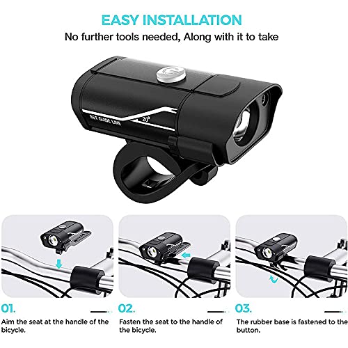 Dark Horse® Bicycle 5 Mode CREE L2 LED USB Rechargeable Front Light with Warning Side Light, Black (New Better Quality Version) - Image 4