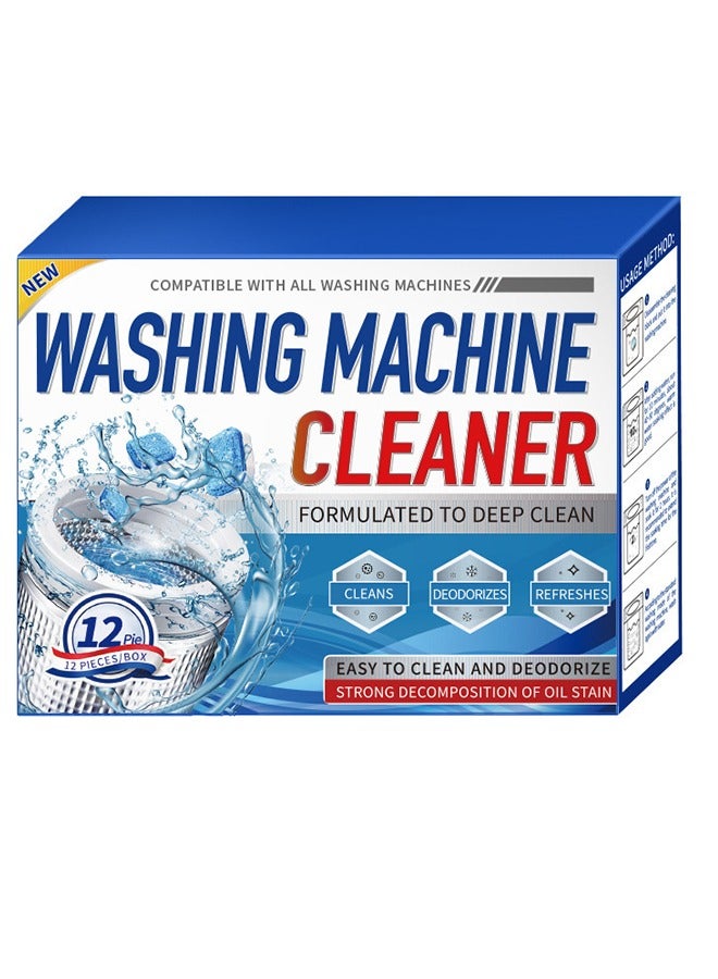 12PCS Washing Machine Cleaner Effervescent Tablets Washing Machine Cleaner Descaling Agent Deep Cleaning Tablets Suitable For Washing Machine Cleaning, Sterilization And Decontamination  - Image 1