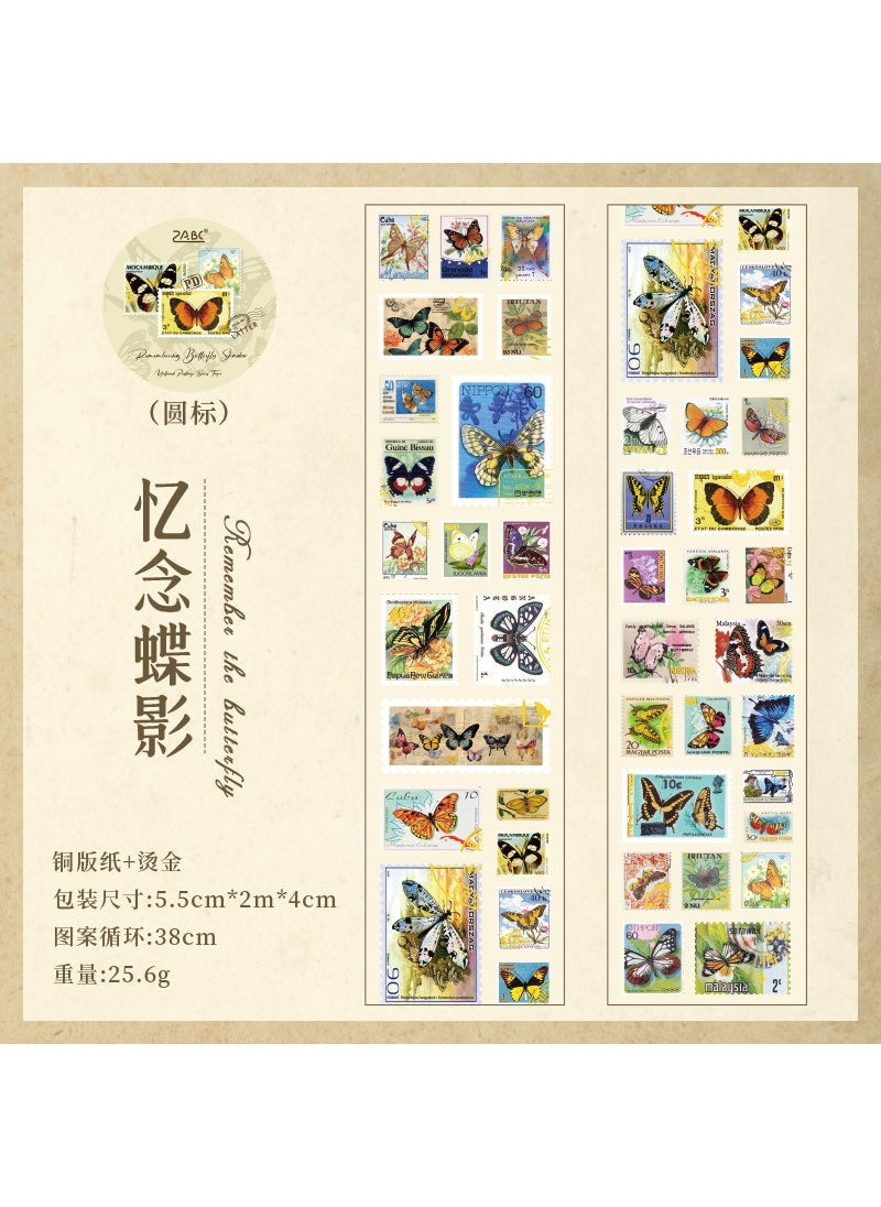 Generic Vintage Foil Washi Tape for Journaling Memories Butterfly Shadow 